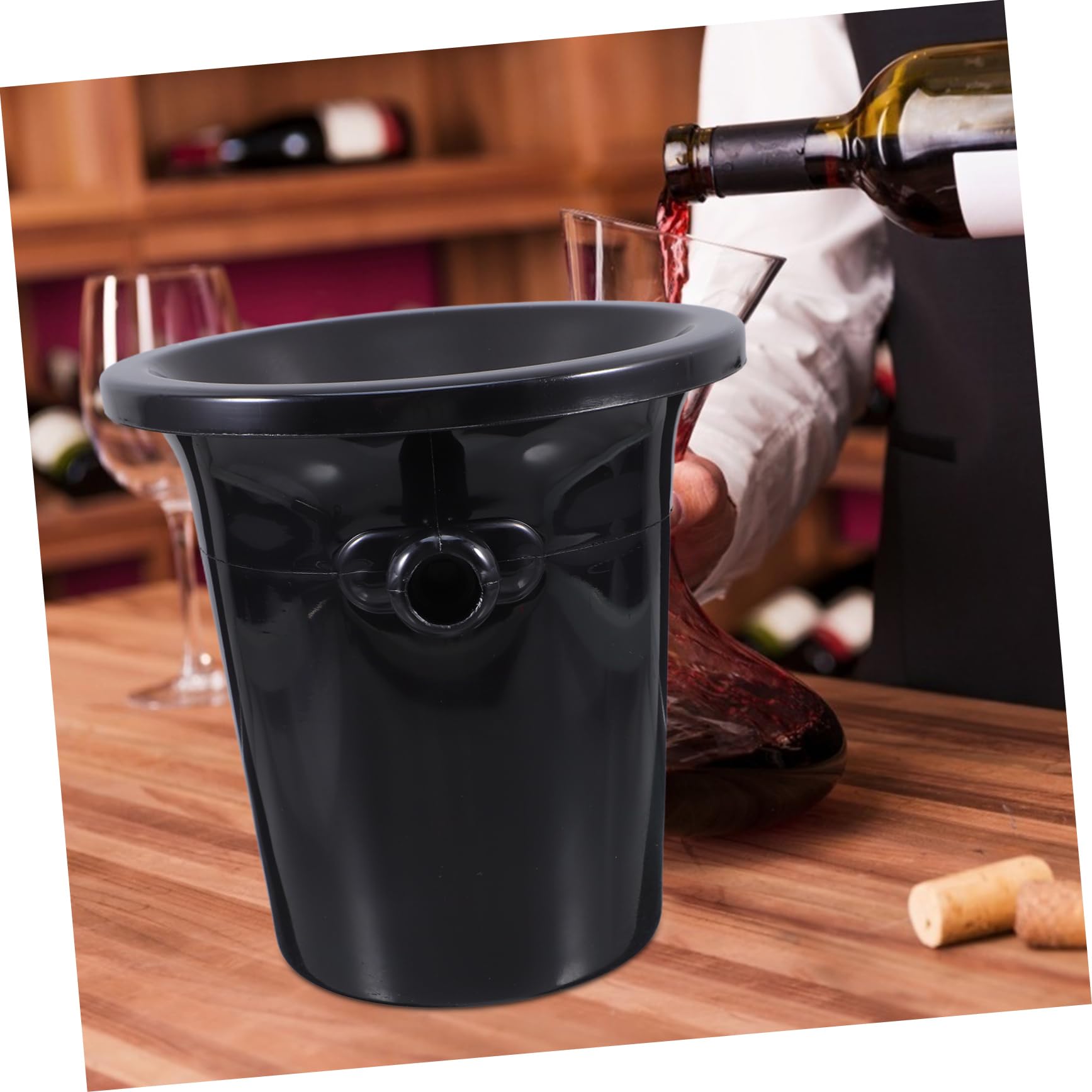 Cabilock 4piezas Cubos De Hielo Redondos Negros para Cata De Vinos Escupideras De Doble Asa Diseño Occidental