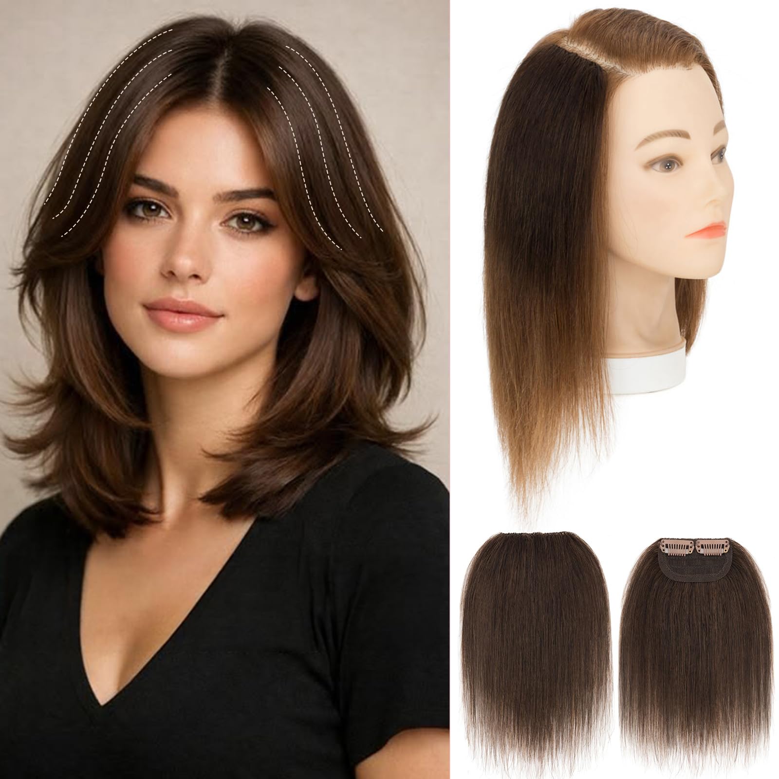 MY-LADY Clip-in Extensions Oberkopf Haarteil Echthaar Dunkel Braun 25cm