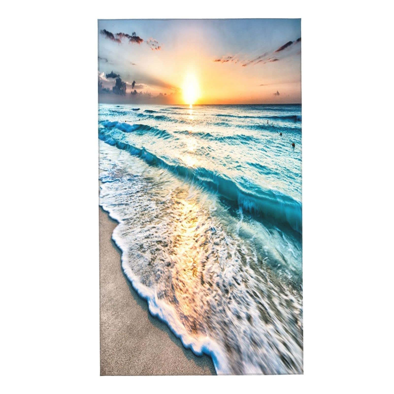 Hand Towels for Bathroom,Set of 2,Tropical Sea Beach Ocean Waves Seaside Scene Island Hawaiian Sunrise Theme,Microfiber Soft Highly Absorbent Face Towel for Hotel Spa,15.7"x27.5"
