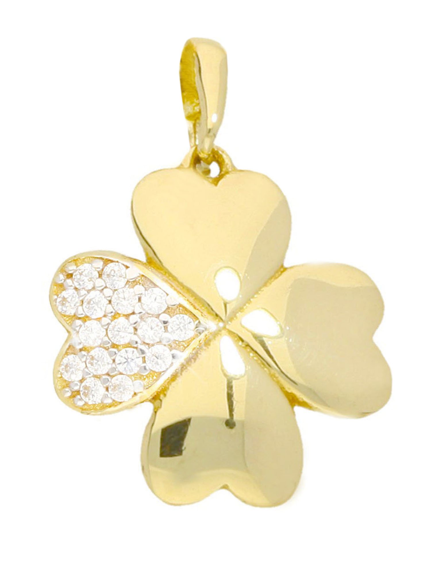 My Gold Damen Anhänger Kleeblatt (Ohne Kette) Gelbgold 333 Echtes Gold (8 Karat) Mit Zirkonia Goldanhänger Kettenanhänger Glücksklee Norma