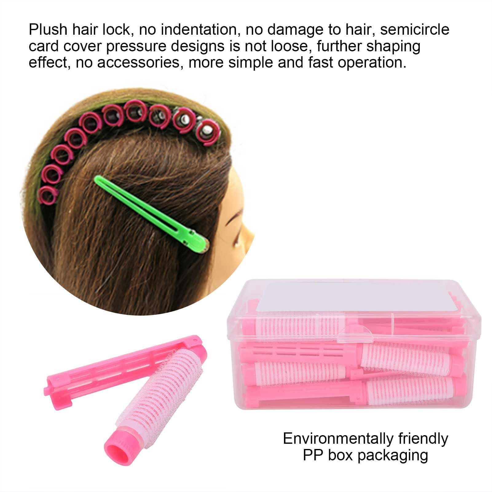 RIZGHWOY Dauerwellenstäbe, 20 Stück, Keine Schäden an Lockenwicklern mit Plüschverschluss-Design, für Frauen, Langes, Kurzes Haar, Styling-Werkzeuge (PINK)