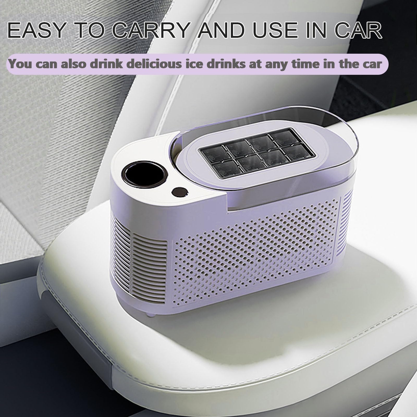 Portable Ice Maker Machine|Ultra Quiet Ice Making, Diy In-Car Ice Maker Machine With Car Power Cord, Transparent Viewing Window|8 Cubes In 10 Mins,For Road Trips, RV Kitchens, Food Trucks,Purple on Fridge.com - View 3