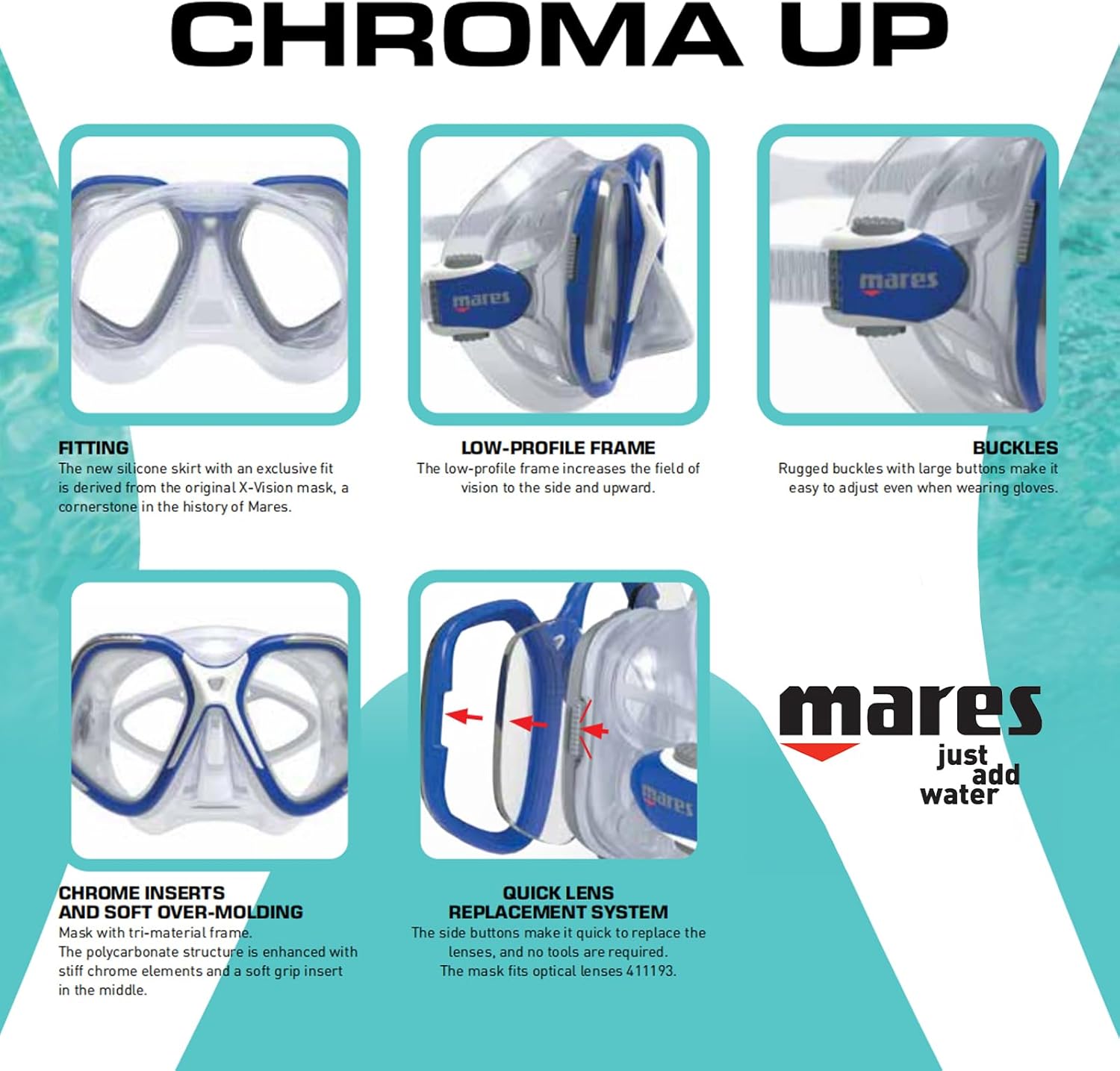 MARES Unisex Adult Chroma Up Comfortable Scuba Diving Mask with Silicone Face Piece