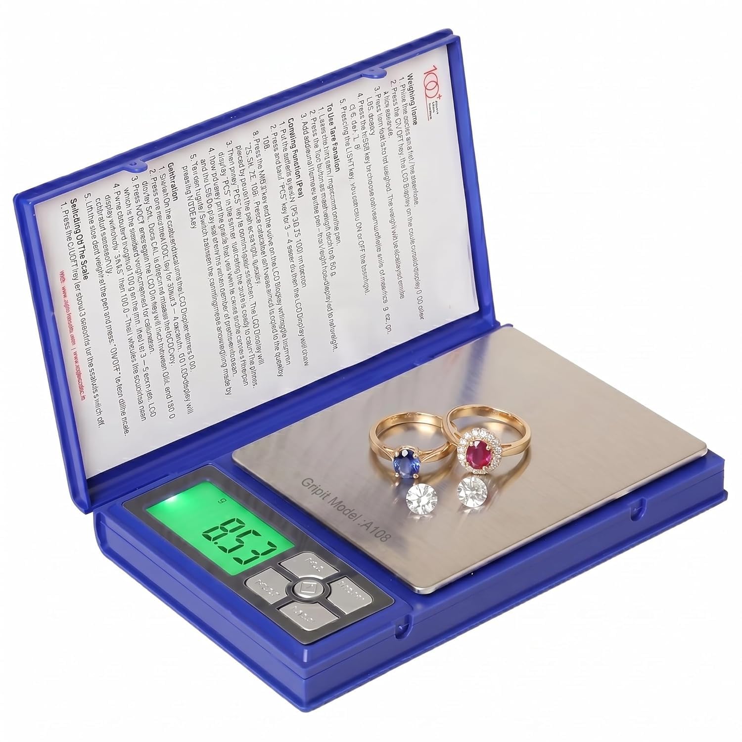Gripit Digital Weighing Scale 600g Capacity – Ultra Precise 0.01g Accuracy Notebook Model for Jewellery, Gemstones, Diamonds, Kitchen, Educational & Industrial Use-image-24