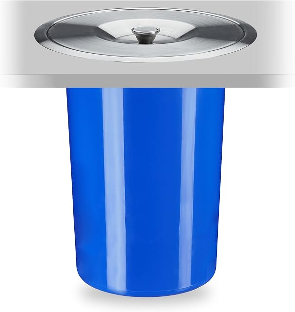 Relaxdays 8 Litre Worktop Rubbish Bin for Organic Waste Stainless Steel Lid Built-in Waste Bin 30 x 26.5 cm Blue