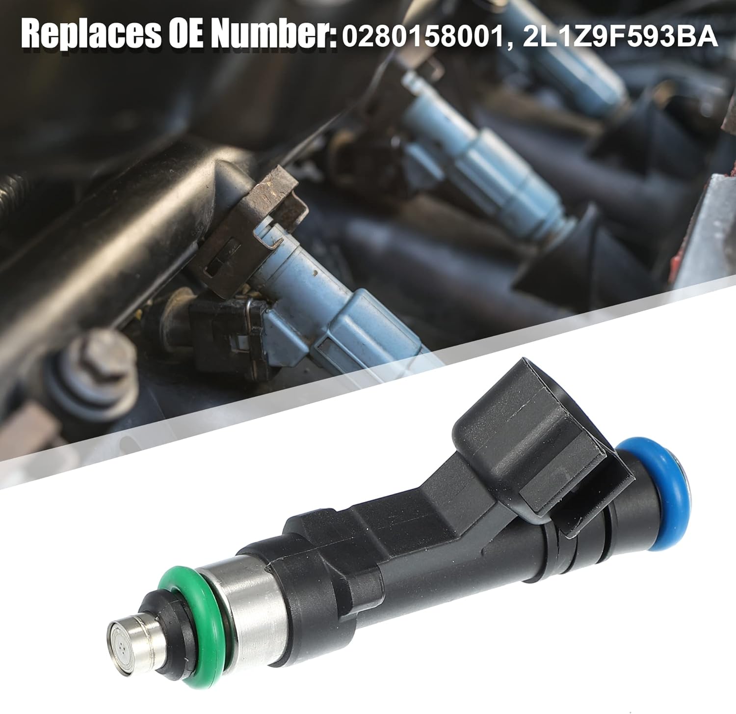 X AUTOHAUX 8pcs 0280158001 2L1Z9F593BA Fuel Injector for Ford E-150 E-250 E-350 Super Duty 5.4L V8 2004-2009 for Ford Expedition 4.6L 5.4L V8 2003-2004 Black