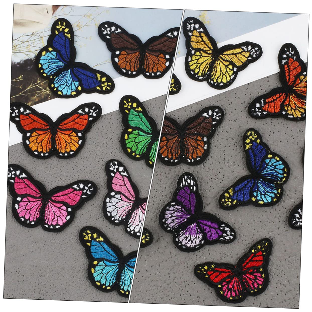 NUOBESTY 126stücke Teiliges Bunter Gestickter Applikationen Mit Schmetterlingen Und Blumen Für -kleidung Aufnäher Für Jeansreparatur Und Kreative Dekoration Von Textilien