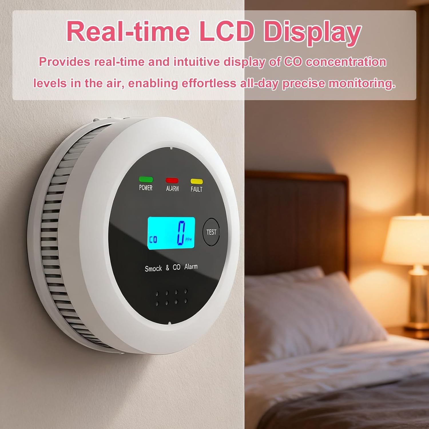 Smoke and Carbon Monoxide Detector Combo, 2-in-1 Dual Sensor CO & Smoke Alarm, Battery Operated Carbon Monoxide Detectors with LCD Display for Home, Easy to Install - Image 5