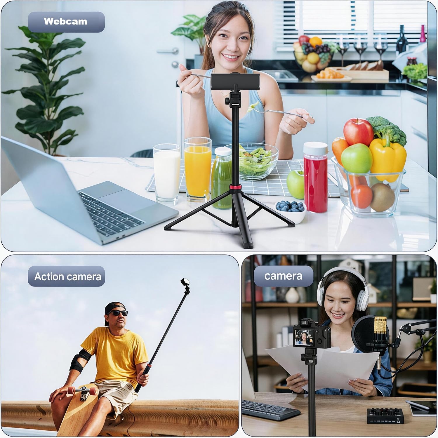 Trépied pour webcam Logitech Brio-101 C920x MX Brio 4K C922x C925e Brio 500 Brio 4K 80''