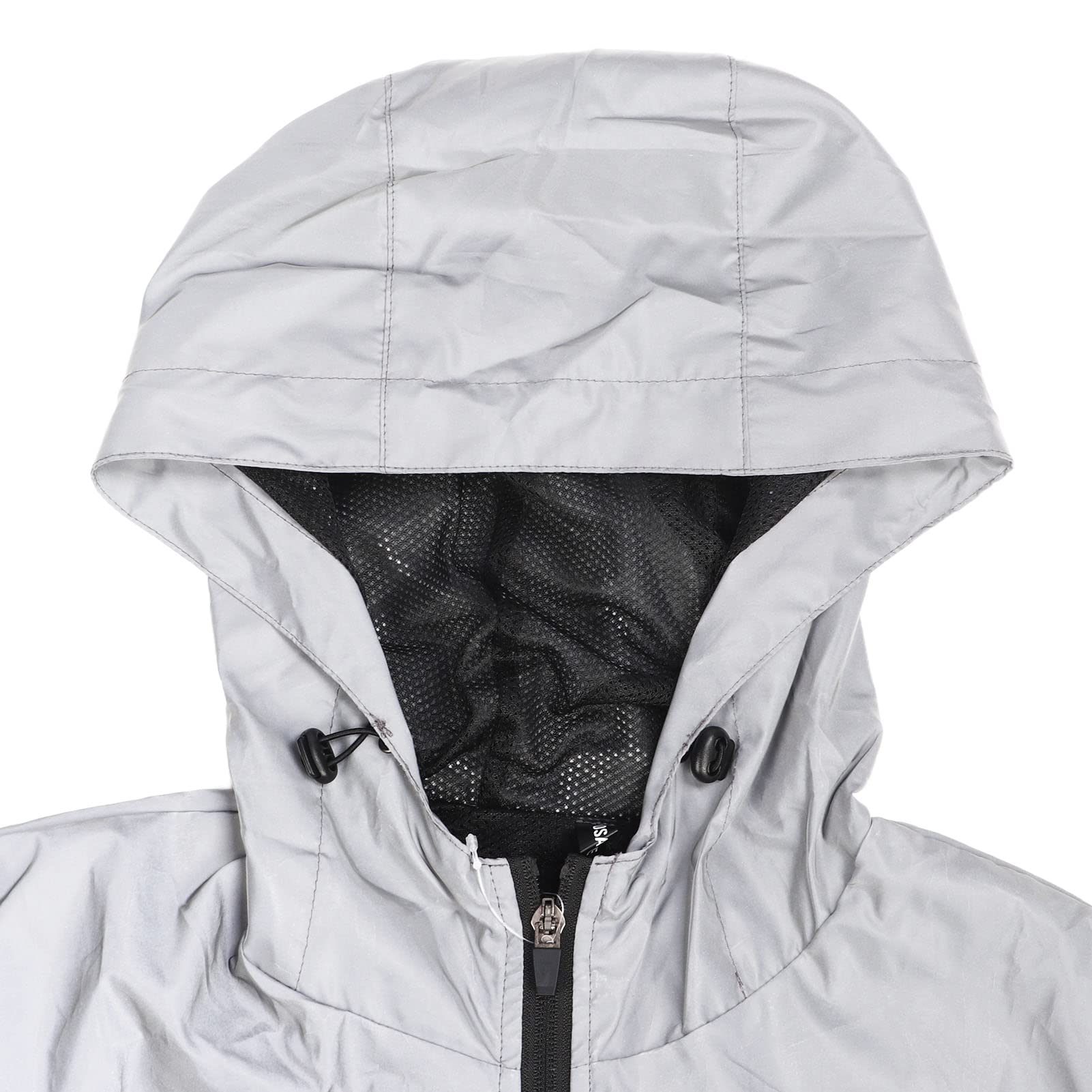 Atyhao Chaqueta de ciclismo totalmente reflectante, malla transpirable, impermeable, cómoda chaqueta de ciclismo con capucha, gran practicidad para montañismo