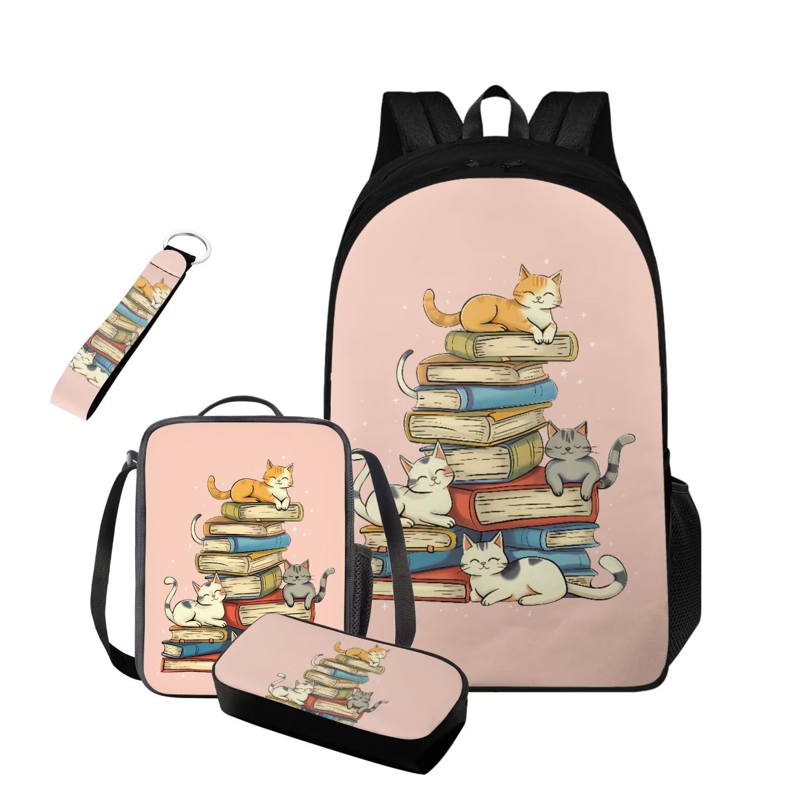 HUGS IDEA Zaino scolastico per Gils 4-6 6-8 8-10 10-12 borsa per libri scolastici 4 pezzi set per bambini 43 cm