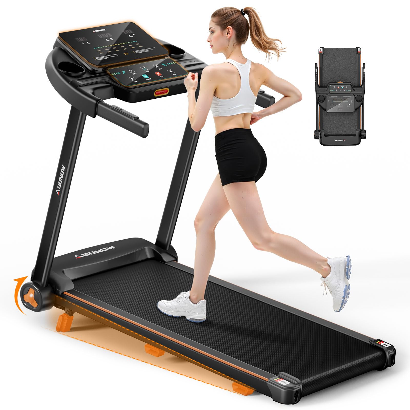 Photo 1 of Foldable Treadmill for Home with Incline - Extra Large Dual LED Screen, 8.5MPH Max Speed, Bluetooth Speaker, 280LBS Capacity, 3HP Home Office Treadmills for Running Jogging Walking