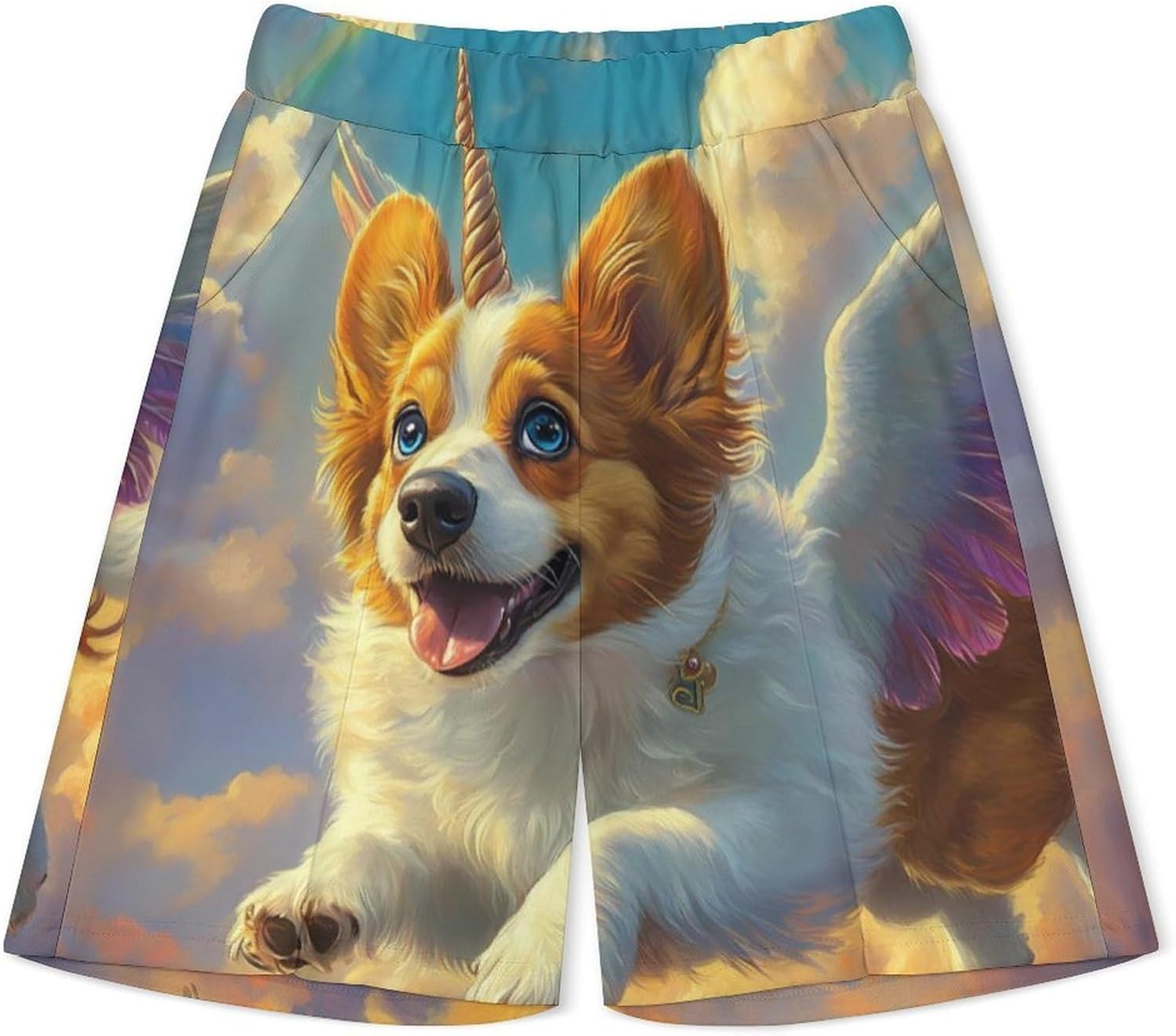 Corgi Angels-Wings Mens Polo Shirts Track Suits 2 Piece Short Sleeve Sweatsuit 1/4 Zip Golf Loungewear for Sports