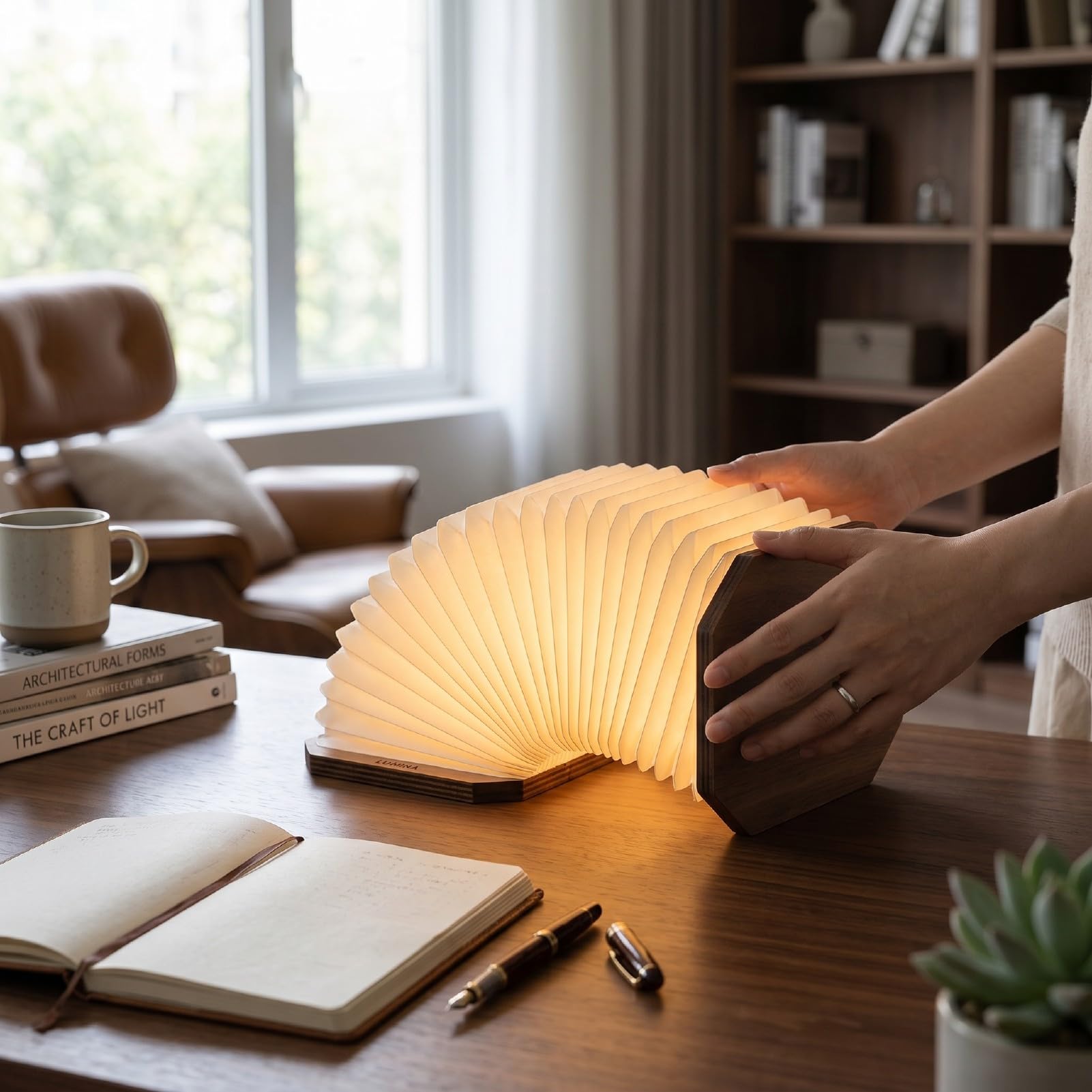 Brrnoo Lampada da Libro Pieghevole Lampada da Libro Pieghevole da Scrivania USB C Batteria Ricaricabile 1200mAh Li 3000K Luce LED Calda per la Lettura Comodino da (Noce nera)