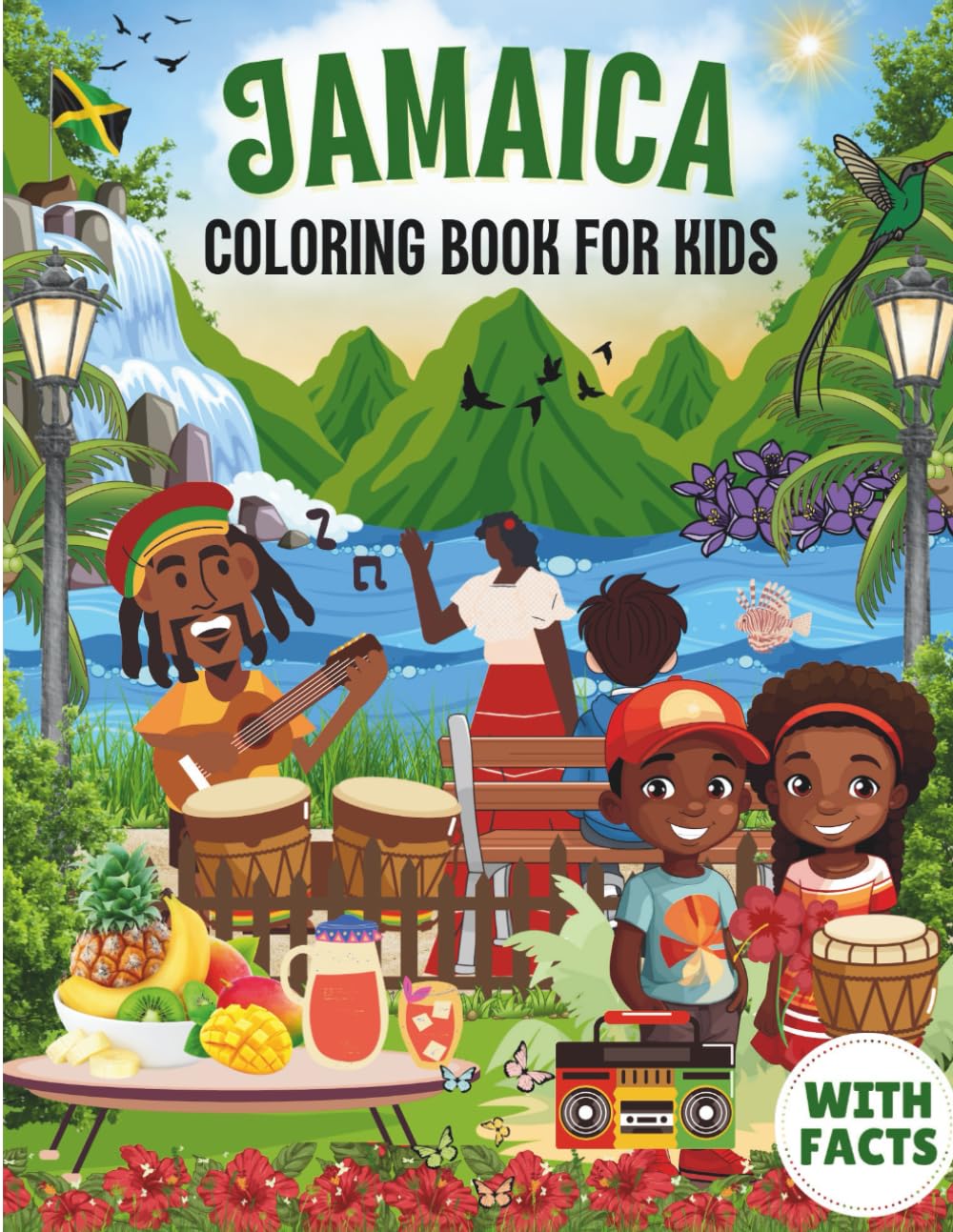 Jamaica Coloring Book for kids with facts
