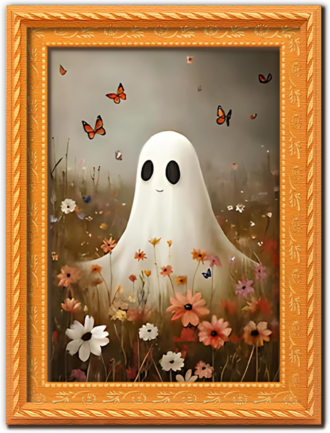 Halloween Fridge Magnet 3D Cute Ghost Refrigerator Magnets Flower Butterfly Art Frame Designs Vintage Halloween Magnets for Home Kitchen Door Car Decals Party Supplies Decoration
