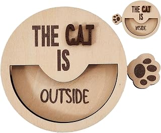 Cartel Dentro Fuera - Cartel De Madera Para Puerta De Gato - Decoración Con Diseño De Huella, Recordatorio Divertido Para Mascotas