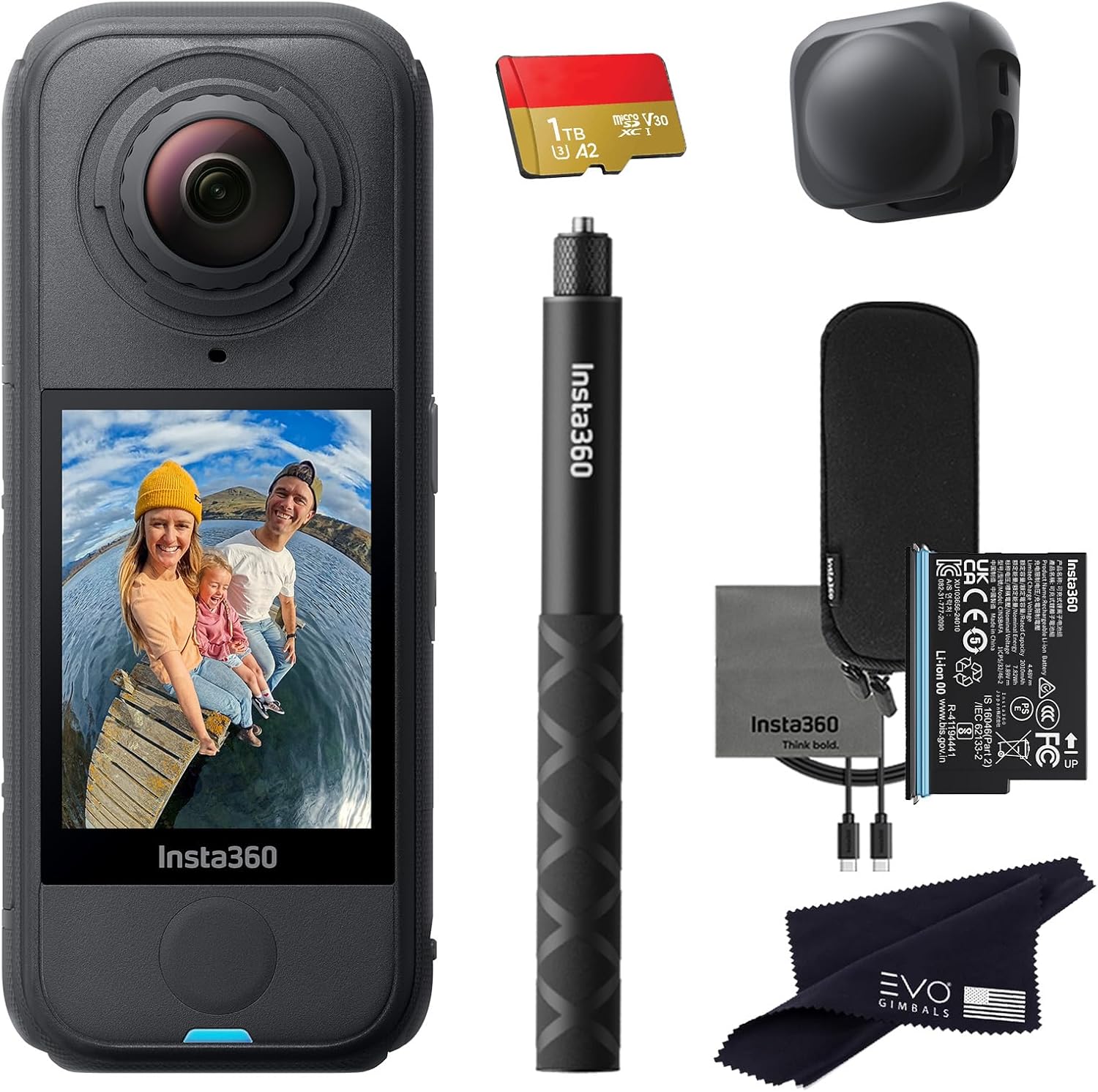Insta360 X4 Air Basic Bundle | Lightest 8K 360 Action Camera for Epic Adventures | for Travel, Sports, Family Moments, Vlogging | Bundle Includes Invisible Selfie Stick, Lens Cap(1TB)