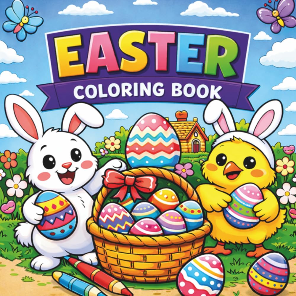 Easter Coloring Book for Kids Ages 3–8: Fun and Easy Easter Eggs, Bunnies, and Chicks: Simple, Cute, and Engaging Easter Coloring Pages for Preschool and Early Elementary Kids