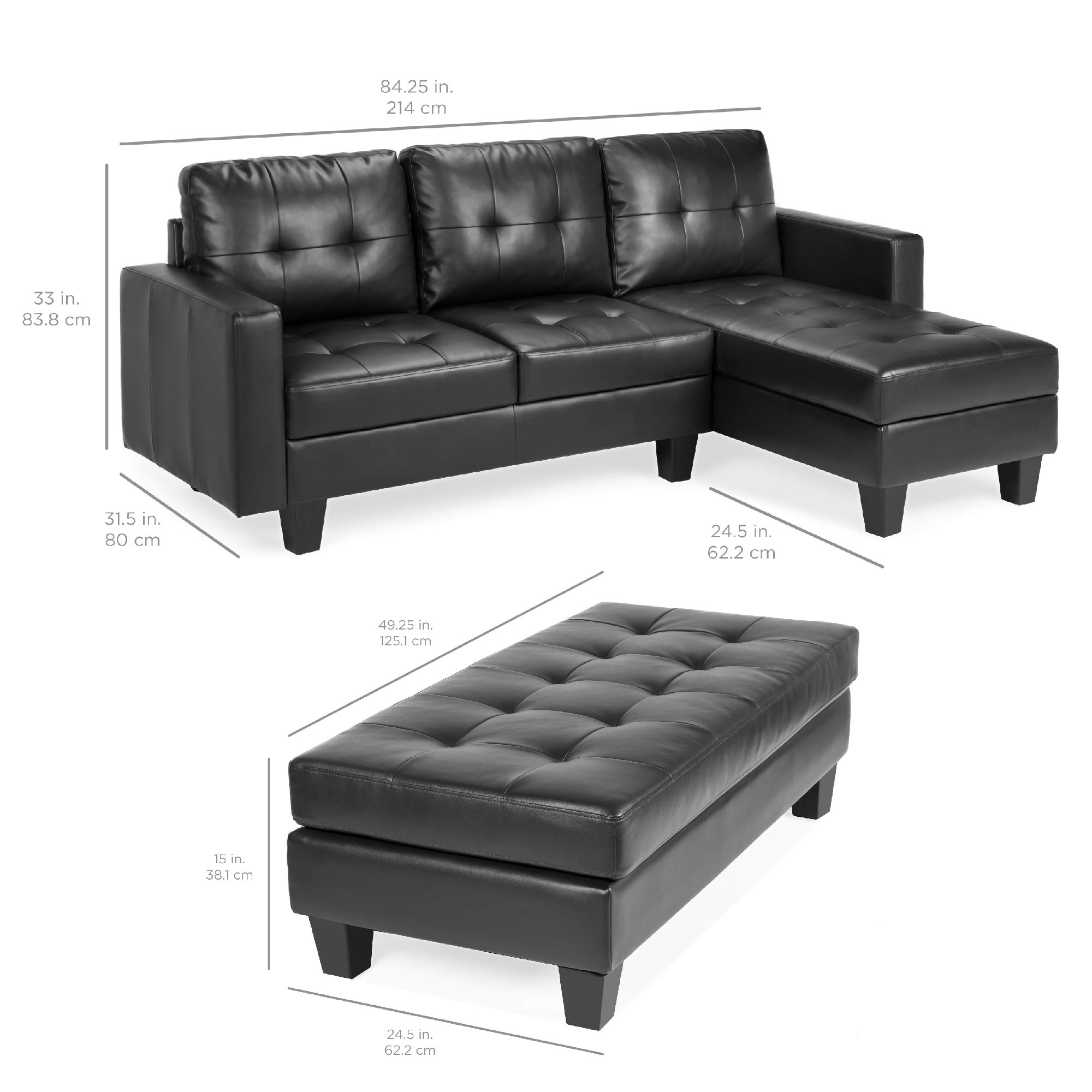 81/mo Finance Best Choice Products Tufted Faux Leather 3Seat L