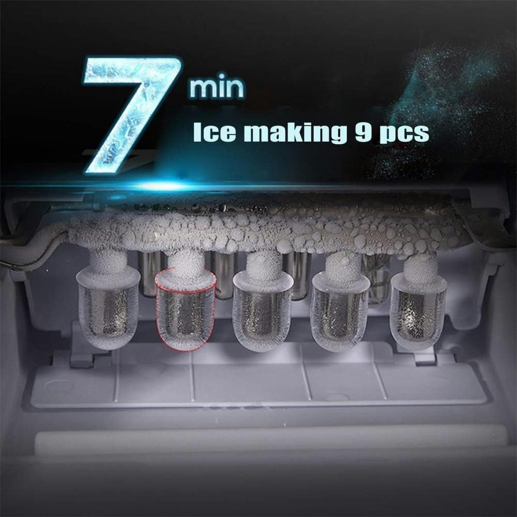 Máquina for hacer hielo for el hogar, máquina for hacer hielo portátil de encimera, hace cubitos de hielo en 7 minutos, adecuada for bebidas mixtas for fiestas, cerveza, máquina for hacer hielo eléctr