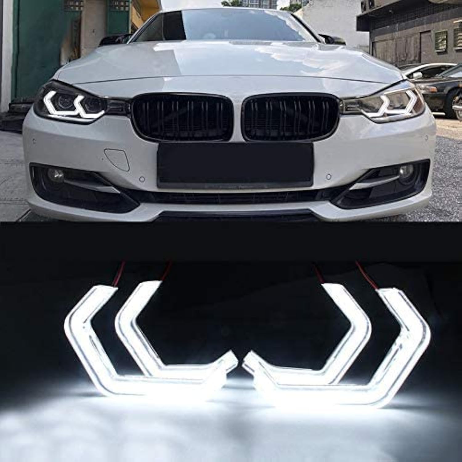 New Angel Eyes LED for BMW Headlight Retrofit 2/3/4/5 Series - Crystal Iconic Style (White Only)