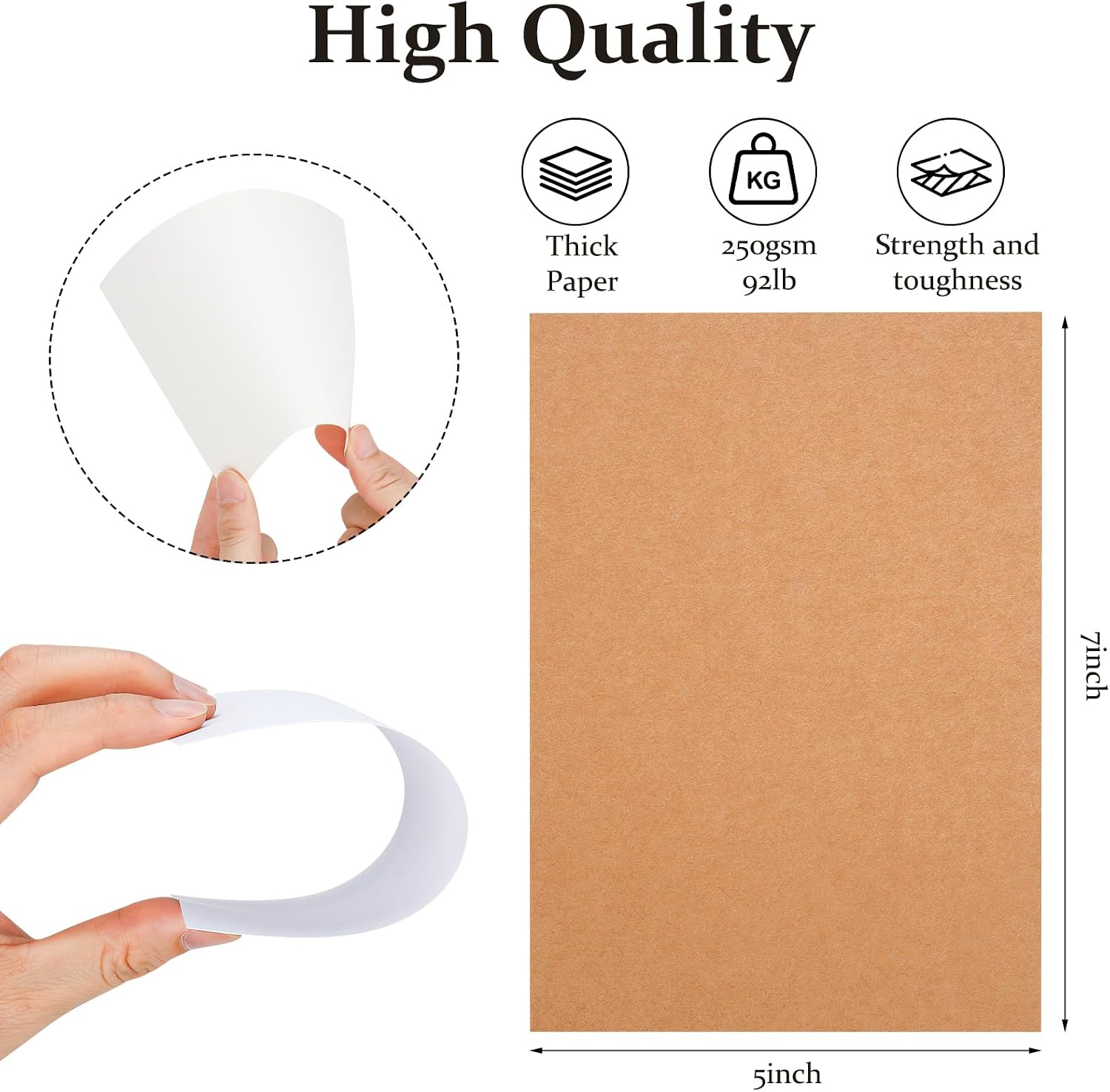 50 Sheets 5x7 White Cardstock Paper, Thick 92lb/250gsm Blank Cardstock for Greeting, Invitations, Thankyou Cards, DIY Cards