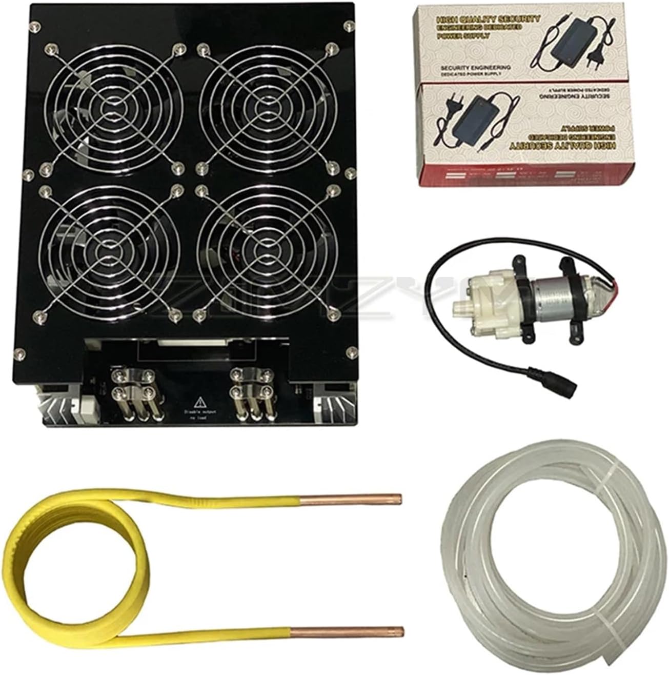 Induction Heater Kit, 5000W ZVS Induction Heater Module High Frequency Induction Heating PCB Board Melted Metal + Coil+Pump(Without Crucible)