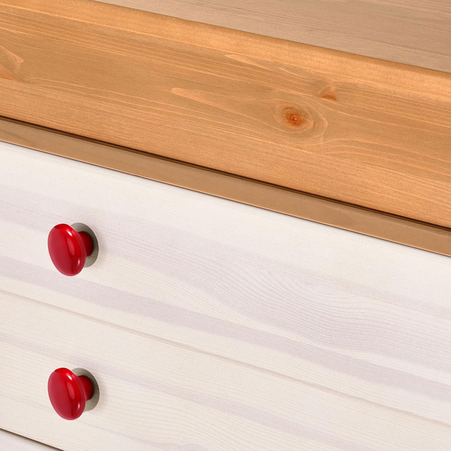 ZOENHOU 20 PCS Red Ceramic Cabinet Knobs, Vintage Ceramic Round Door Knobs with 20 Original Screws (1 Inch), Pull Door Drawer Handles for Dresser Kitchen Cupboard Bathroom Locker