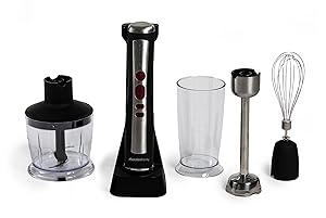 Melchioni Family | Batidora de Mano Inalámbrica Recargable ZOE, Set con Batidor, Minipimer, Licuadora y Vaso Graduado de 600 ml, Color Negro