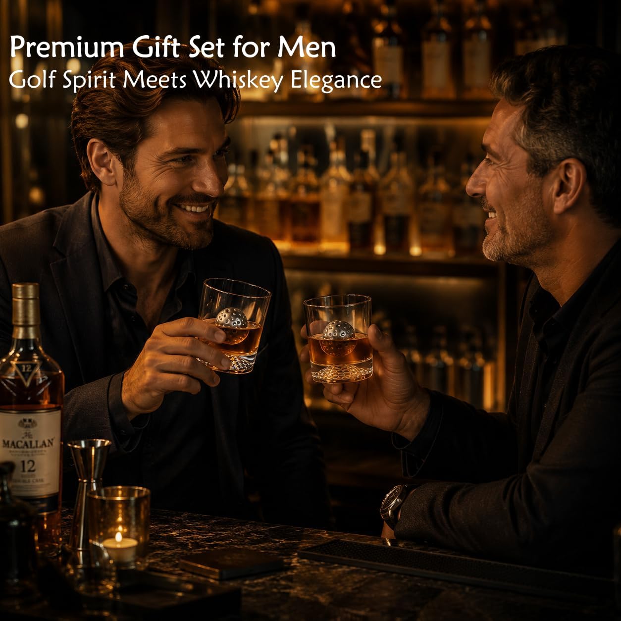 Golf Gifts for Men, Whiskey Glass Gift Set with 4 Golf Ball Chillers image 5