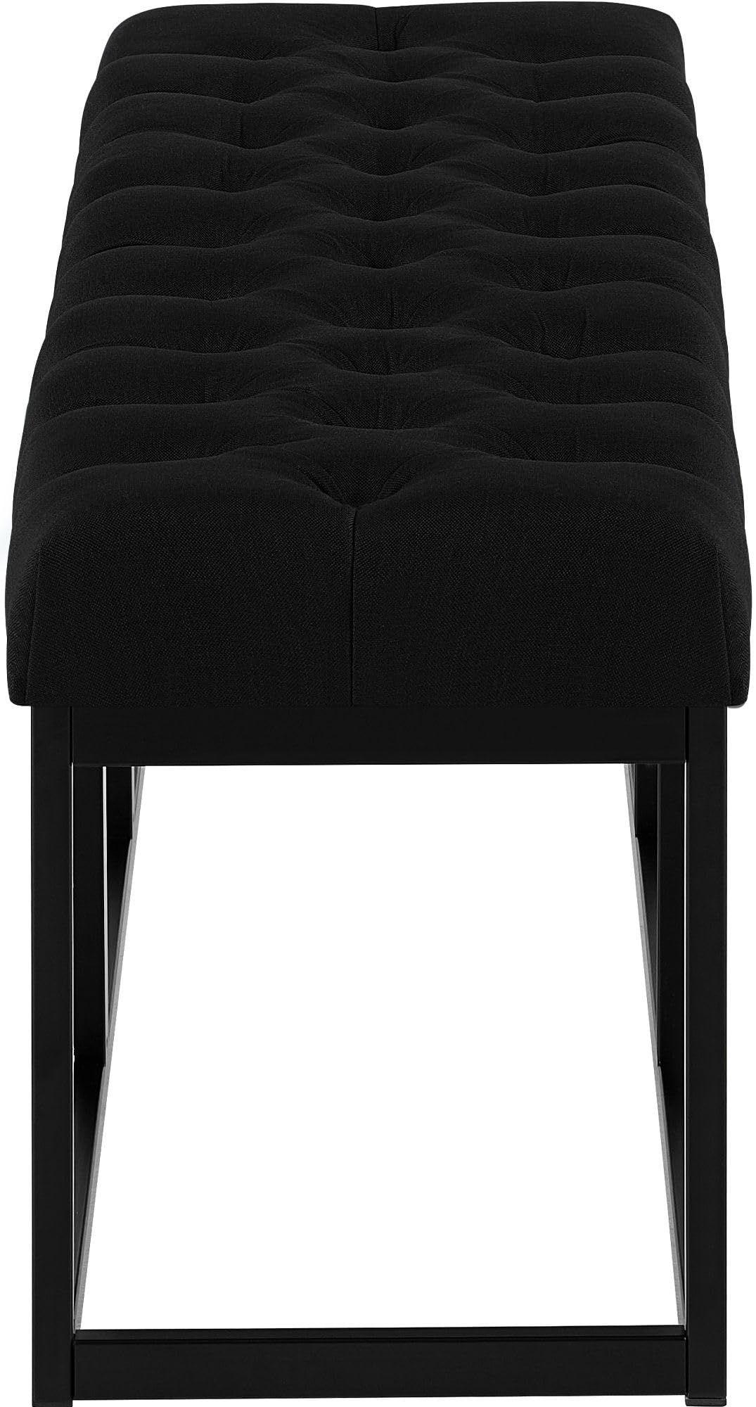 CLP Banc d Entree Amun en Tissu, Banc Rembourre en Metal Noir thermolaque, Robuste, pour Chambre, Vestibule et Dressing Couleur Noir Taille 150 cm