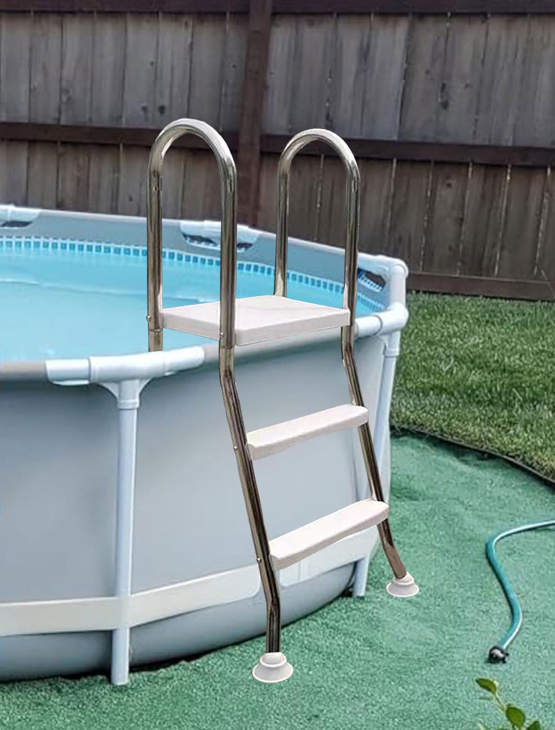Above Ground Swimming Pool Ladder Steps 85/110/135/160cm Stainless Steel Frame Ground with Heavy Duty Plastic Double Sided Steps, for Ground Pool, Load 250kg,33in