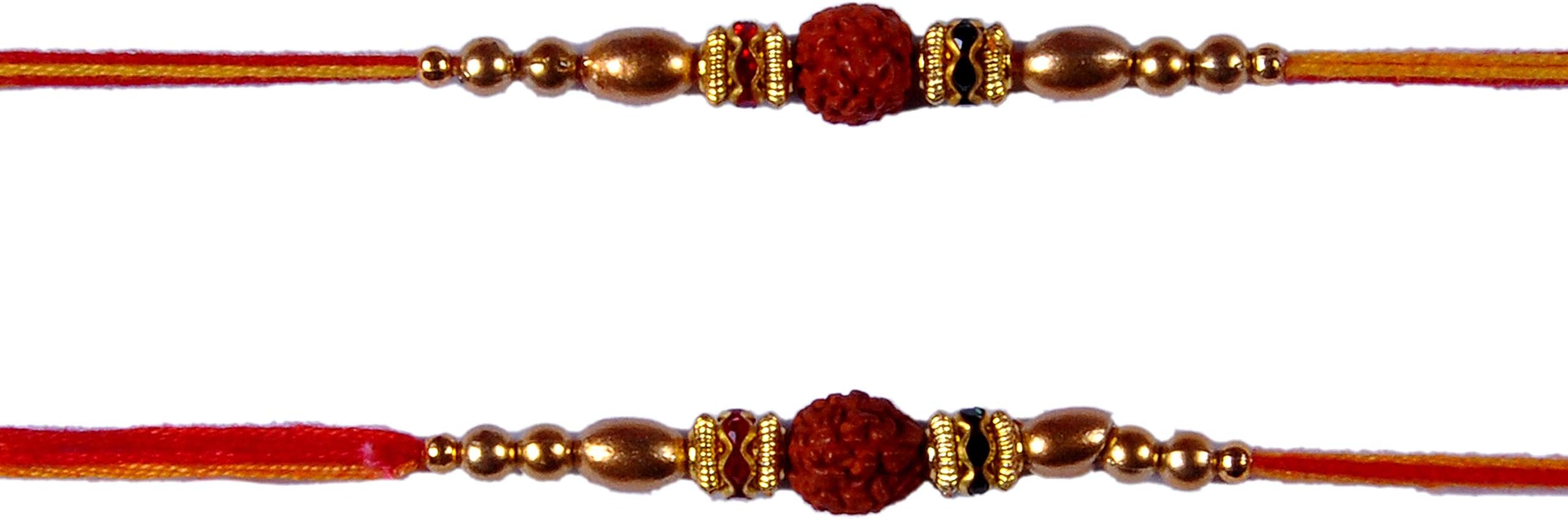 PRC Online Retail Rakhi for Brother Rakhi Set of 2 Rudraksha Rakhee Thread Bracelet for Bhai Bhaiya- Rakhi | Raksha Bandhan Festival |