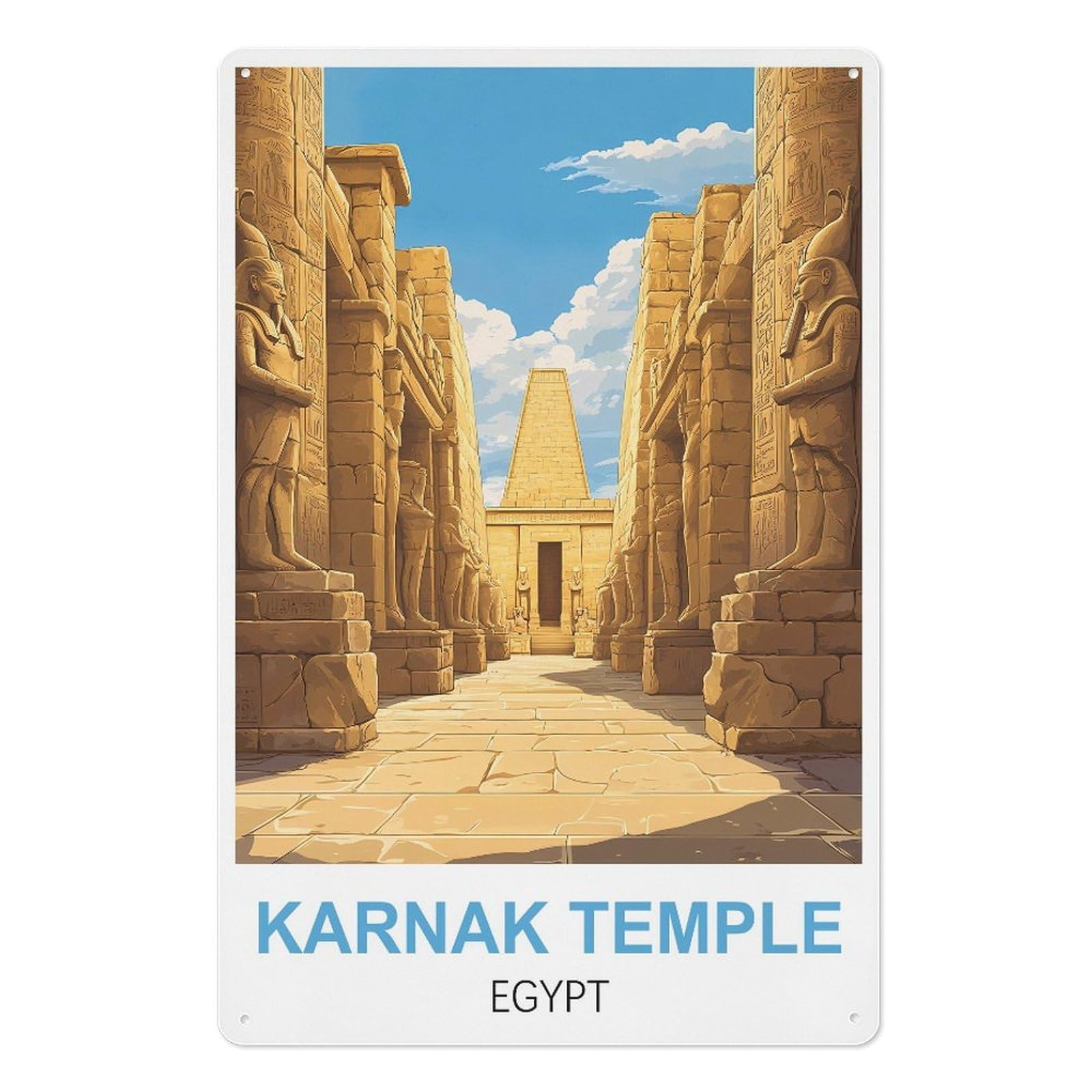 Karnak Temple Egypt Retro Design Tin Painting Vintage Tin Sign 08x12inch(20x30cm) Wall Art for Home Office Bedroom Living Room Cafes Wall Decor