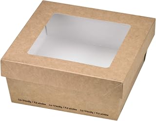 210KRAYB135 -charcuterie box,Kray Box with Window Lid- craft paper cake boxes-grazing box-(22 oz, 4.7" x 4.7" x 2") - Case of 250