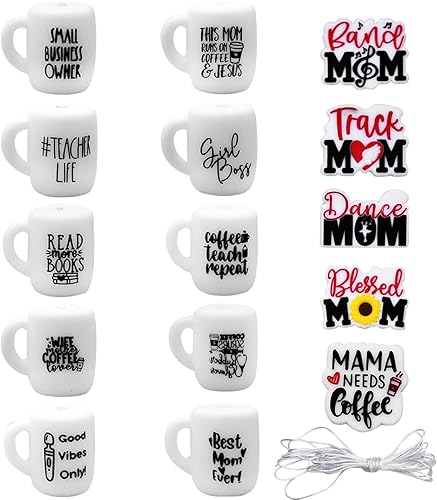 15 cuentas focales de silicona Blessed Mom Focal de silicona para bolígrafos de cuentas, personajes de girasol, mamá, cuentas focales de silicona