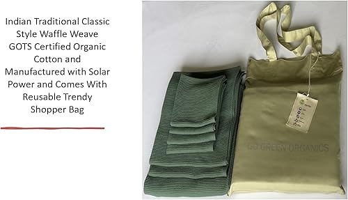 Miniatura 5 de Juego de toallas de baño de algodón orgánico, certificado GOTS (verde bosque) súper absorbente y de secado rápido, sin suavizantes, respetuoso con