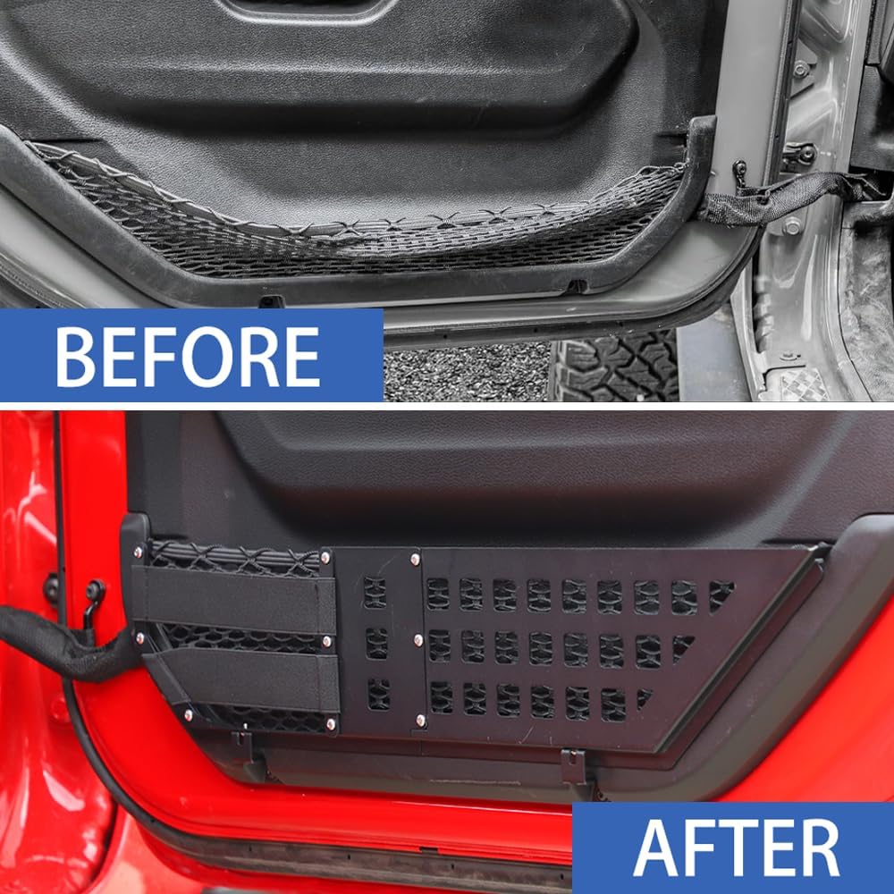 Front and Rear Door Storage Box Organizer for 2018-2025 Jeep Wrangler JL Gladiator JT Door Storage Pockets Tray Interior Accessories (Front)
