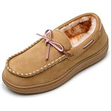 Vonair Womens Moccasin Slippers Memory Foam House Shoes Bow