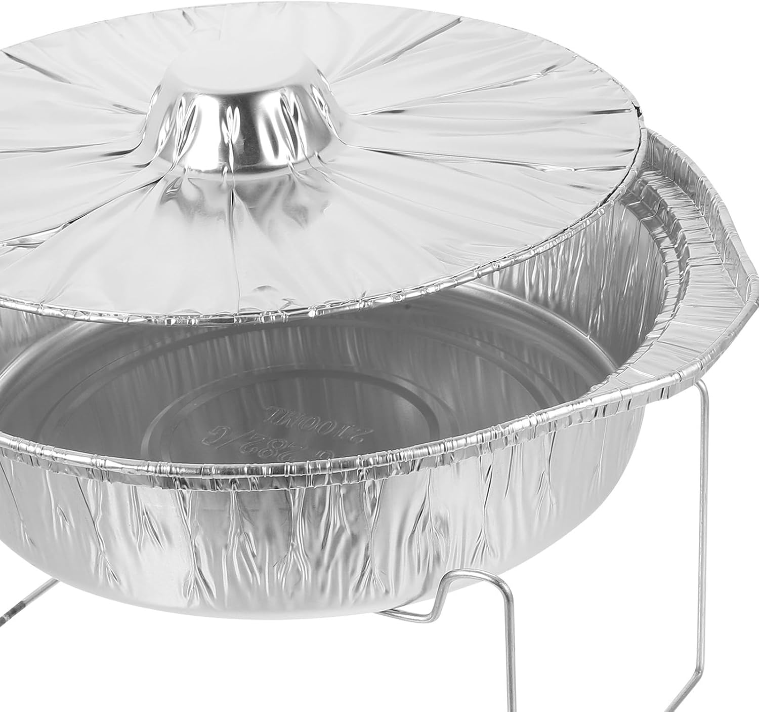 Food Baking Tinfoil Pot with Rack and Lid 2100ml