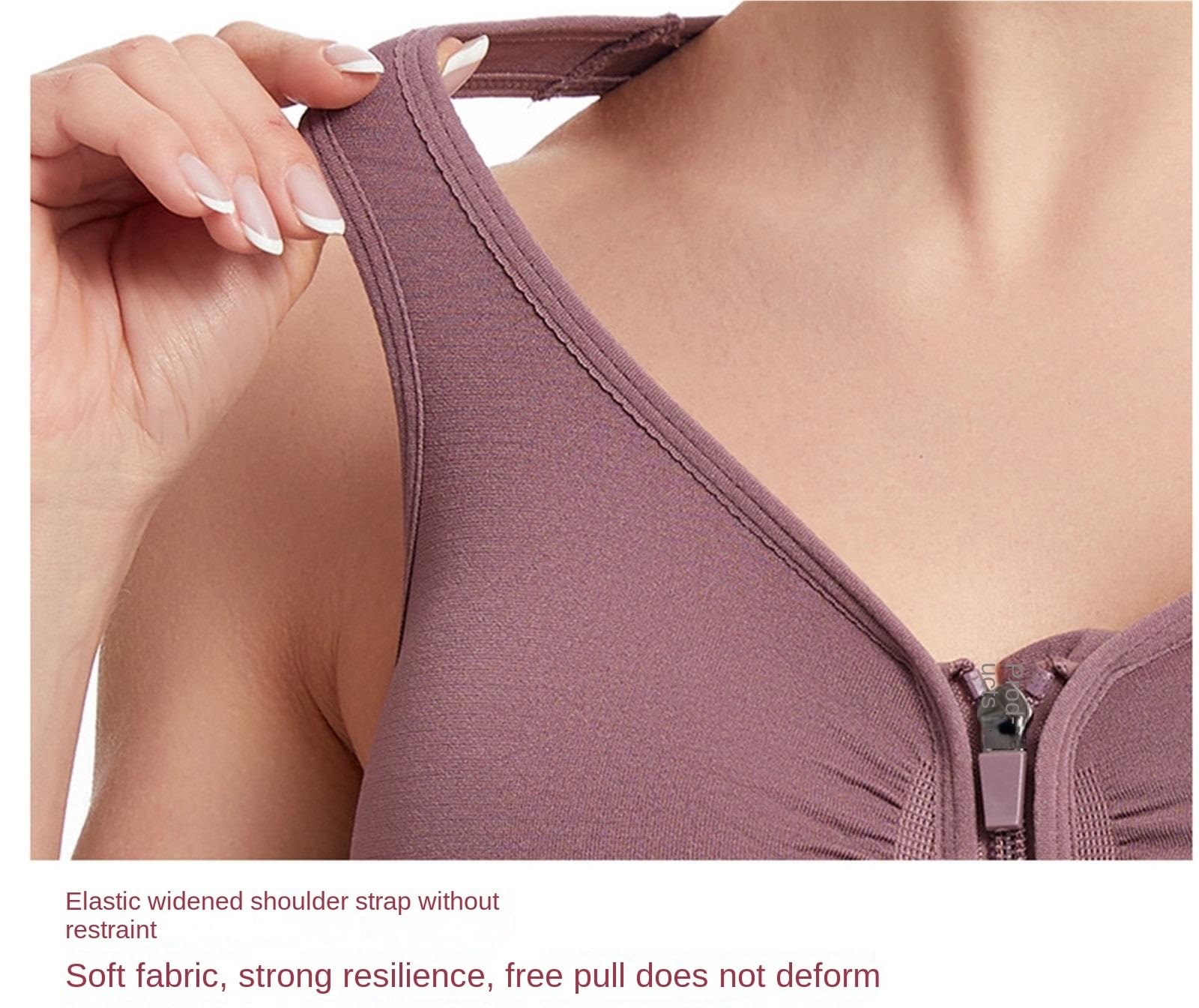 Biustonosz Sportowy Damski Stanik Sportowy Z Zamkiem Błyskawicznym Przodu, Push-Up Wirefree, Krótki Podkoszulek Do Jogi Damski(Blue,Large)
