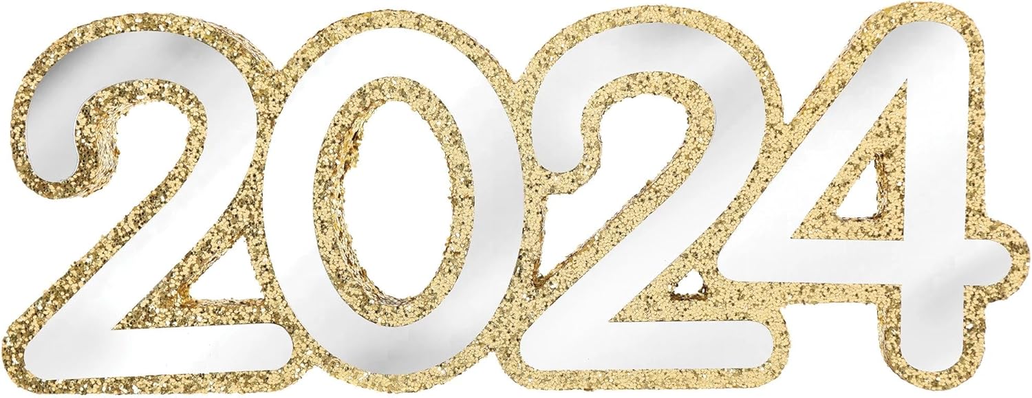 Amscan Delightful Cheers Standing Mirror - 15.5 in (1 Pc.) - MDF with Gold Glitter & Acrylic - Unique Accent Piece for Any Room - Perfect Size for Home Decor