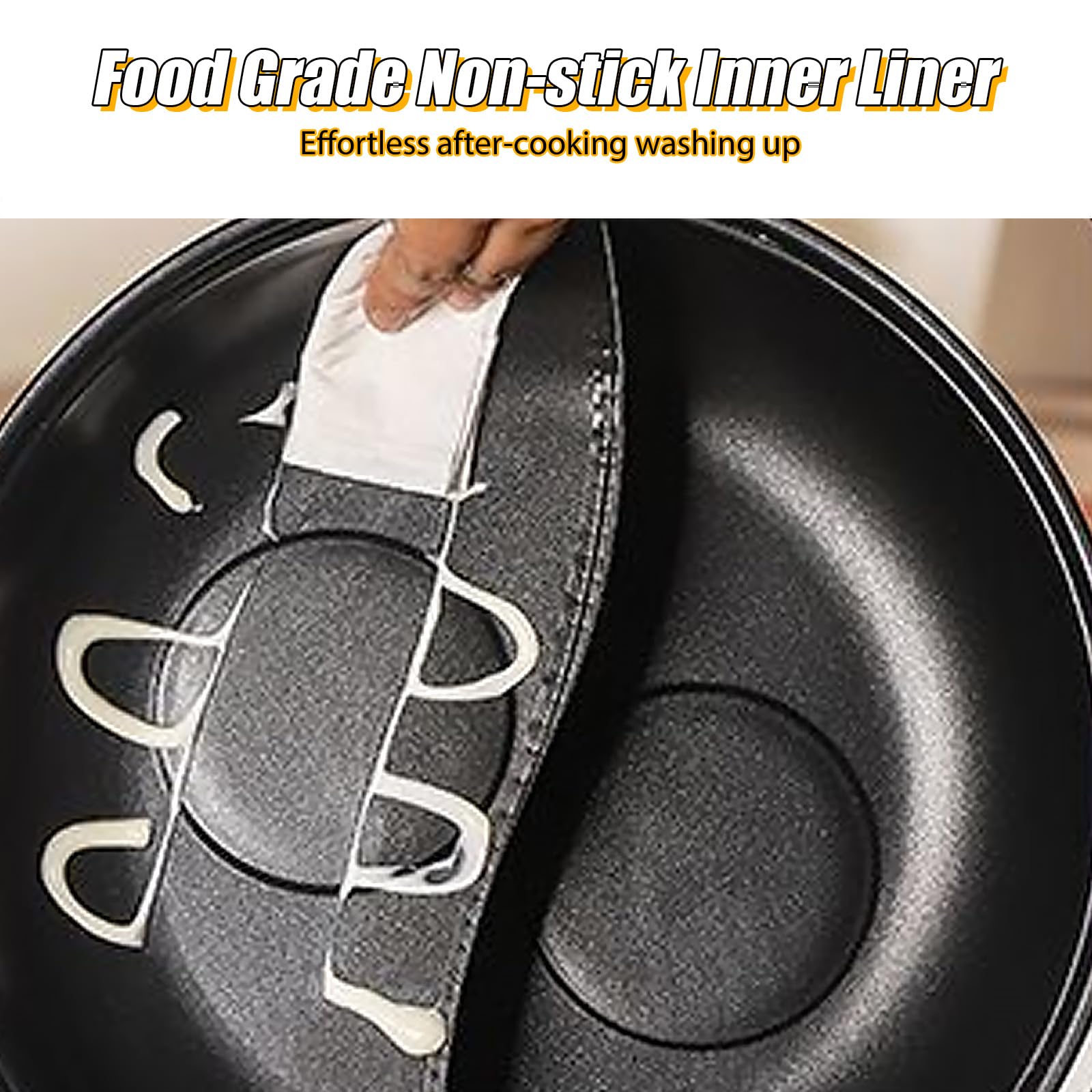 Casserole électrique à 2 côtés avec deux régulateurs 5 L marmite électrique 1350 W trois réglages de puissance poêle à frire antiadhésive multifonction rapide poêle à soupe pour rôtir ramen