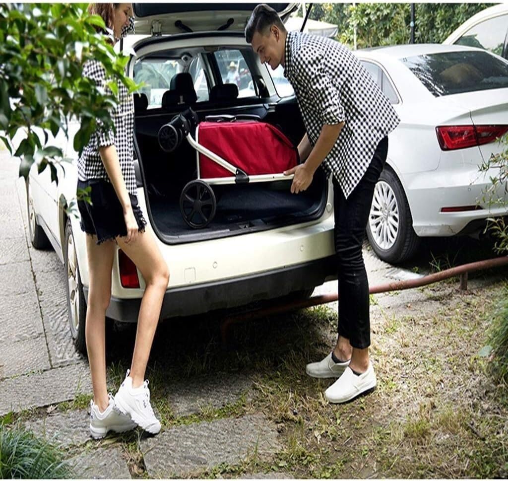 RUVOO Einkaufswagen Treppensteiger Trolley Zusammenklappbarer Einkaufswagen Mit Vier Rädern, Zusammenklappbarer Einkaufswagen, Leichter Einkaufswagen Einkaufstrolley Klappbar