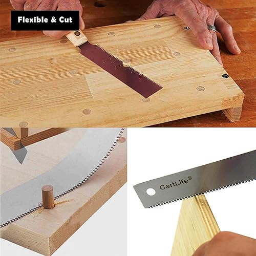 Miniatura 6 de Sierra de mano pequeña, corte japonés para carpintería al ras con mango de madera, hoja flexible, herramienta de sierra de tracción 17TPI para