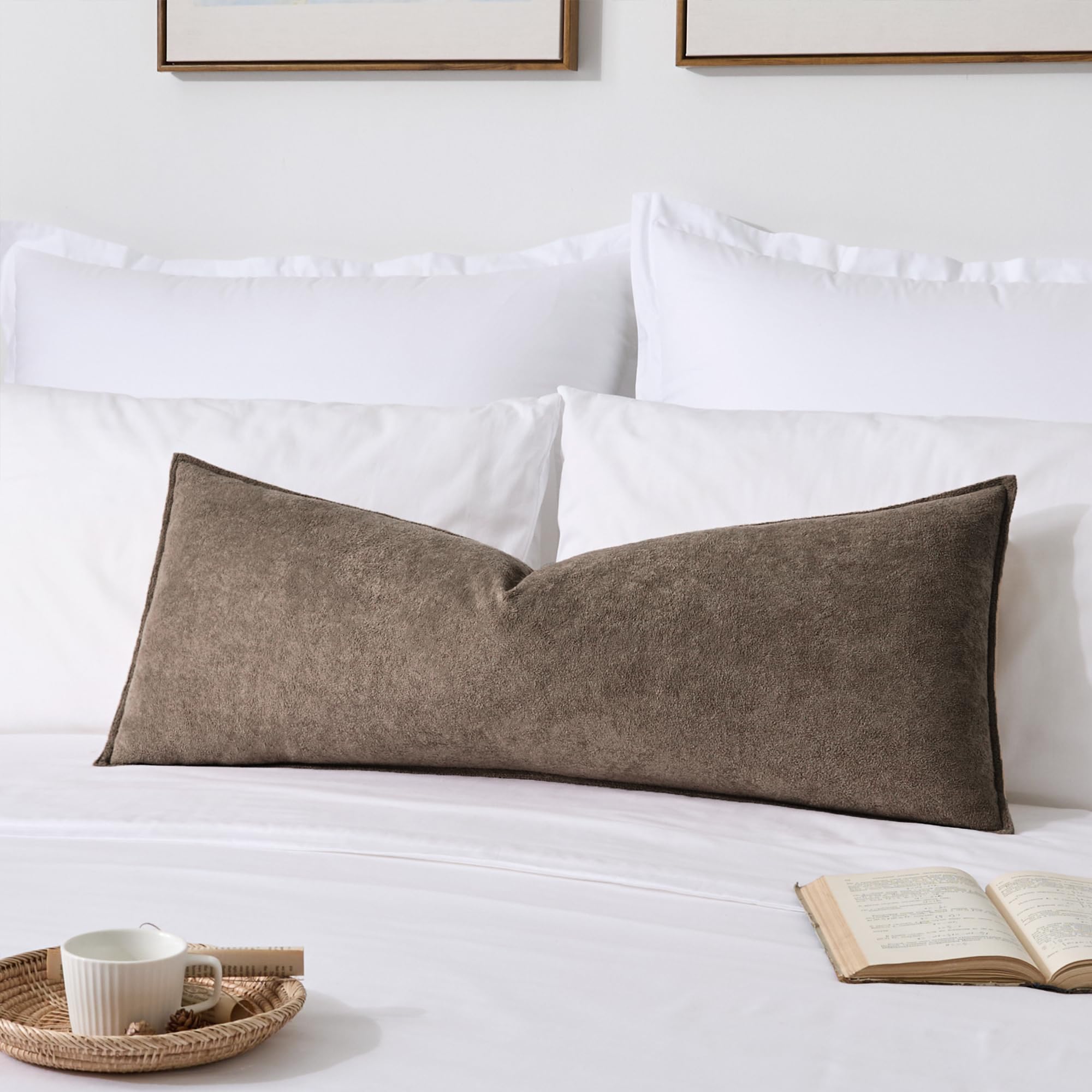 Photo 1 of ***PILLOW CASE ONLY***Kevin Textile 14x36 Inch Long Lumbar Cover 1 Pack Soft Boucle Textured Decorative Waterproof Rectangle Cushion Elegant Accent Pillows for Couch Sofa Chair Bed Home Decor Indoor Outdoor Coco Brown***PILLOW CASE ONLY**