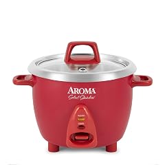 Aroma Housewares Select Stainless Rice Cooker Warmer with Uncoated Inner Pot 6-Cup cooked 1 2Qt ARC-753SGR Red