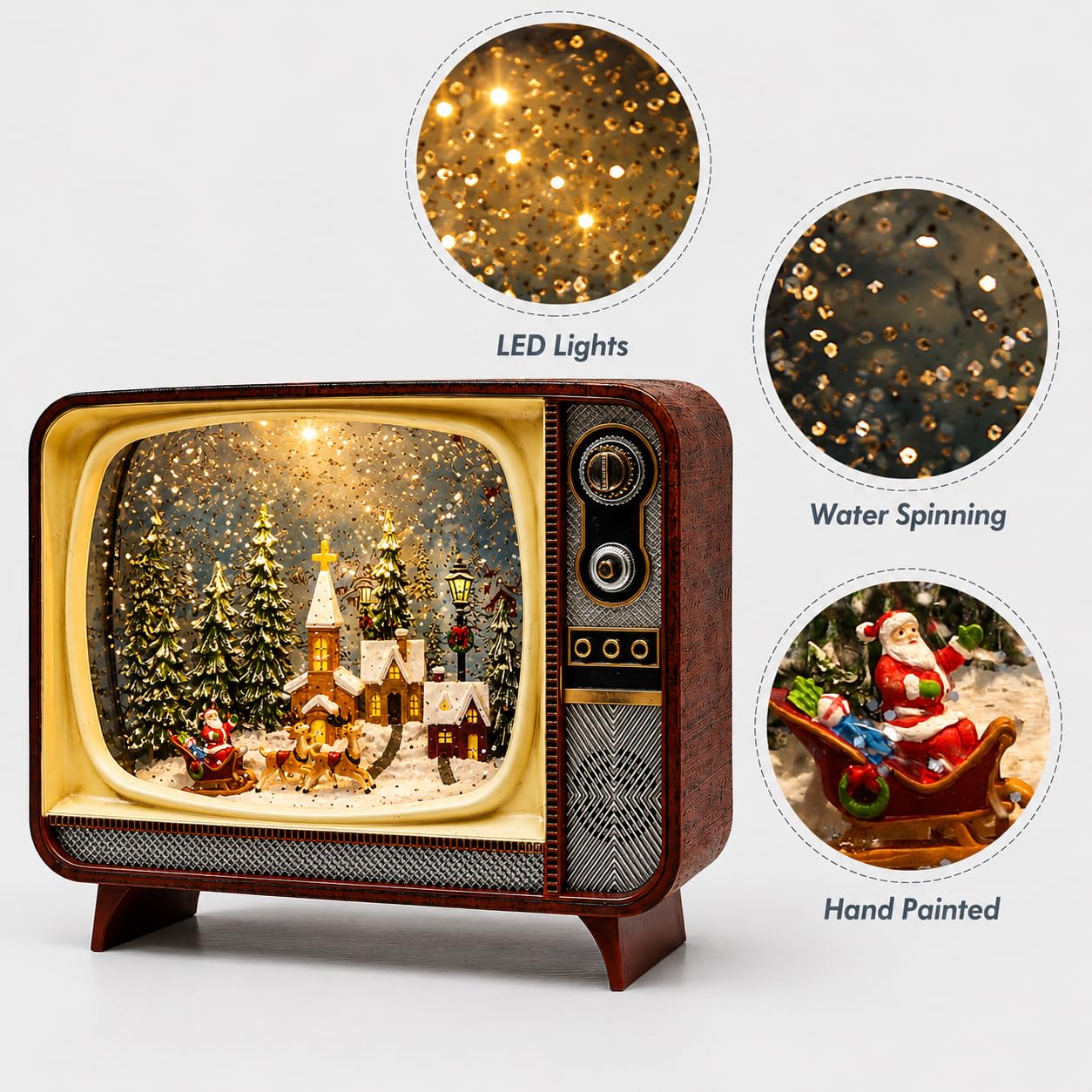 LED acrilico & Water Spinning Retro TV BO, si illumina, 3AA batterie non incluse