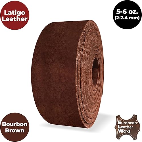 Miniatura 5 de ELW 5-6 oz (0.079-0.094 in) Latigo - Correas de cuero para cinturón, tamaño 0.75 x 72 pulgadas (0.7 x 72.0 in), marrón bourbon  cuero de vaca de